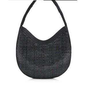 Nancy Gonzalez Spring 2021 Large Bogota Wicker & Leather Hobo Bag Black $1,950